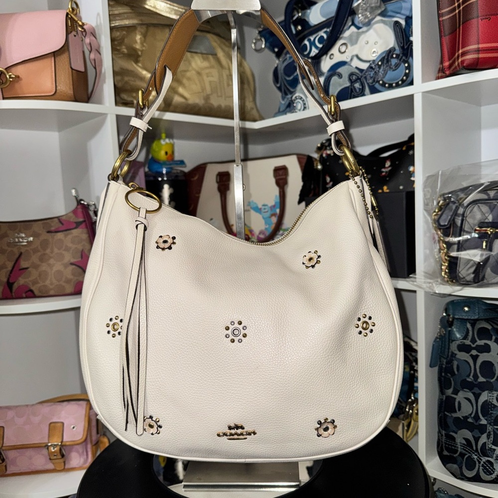 Coach White Tea Rose Sutton Hobo Bag